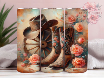 Valentine Cowboy Boots Tumbler, Western Love Tumbler, Cowboy 20oz Wrap, Sublimation Design, Romantic Western Gift, Rustic Boots Wrap, Stylish Valentine Tumbler Sublimation Li Zamperini 