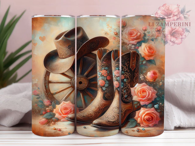 Valentine Cowboy Boots Tumbler, Western Love Tumbler, Cowboy 20oz Wrap, Sublimation Design, Romantic Western Gift, Rustic Boots Wrap, Stylish Valentine Tumbler Sublimation Li Zamperini 