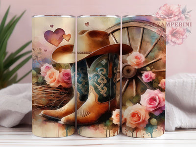 Valentine Cowboy Boots Tumbler, Western Love Tumbler, Cowboy 20oz Wrap, Sublimation Design, Romantic Western Gift, Rustic Boots Wrap, Stylish Valentine Tumbler Sublimation Li Zamperini 