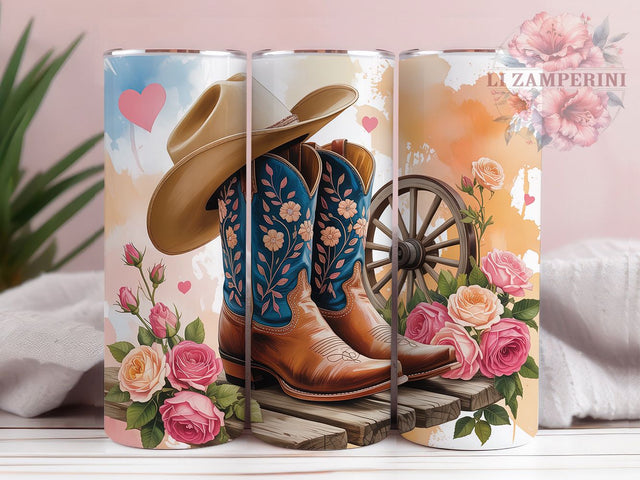 Valentine Cowboy Boots Tumbler, Western Love Tumbler, Cowboy 20oz Wrap, Sublimation Design, Romantic Western Gift, Rustic Boots Wrap, Stylish Valentine Tumbler Sublimation Li Zamperini 