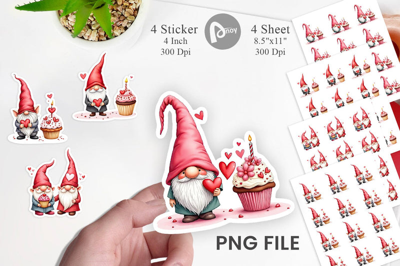 Valentine Cupcake Gnome Sticker Sublimation artnoy 
