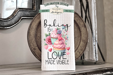 Valentine Cupcake Kitchen Towel Designs | Valentine Baking Dish Towel Designs Sublimation Ewe-N-Me Designs 