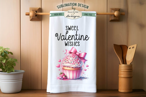 Valentine Cupcakes Hugs Kisses Sublimation Towel Designs Sublimation Ewe-N-Me Designs 