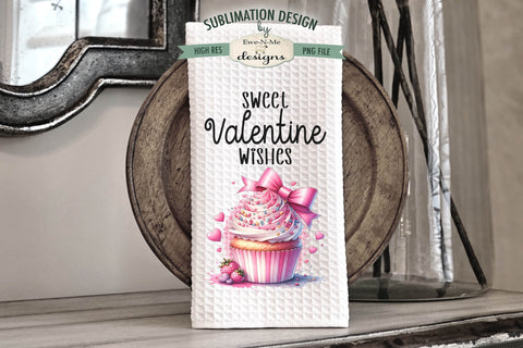 Valentine Cupcakes Hugs Kisses Sublimation Towel Designs Sublimation Ewe-N-Me Designs 