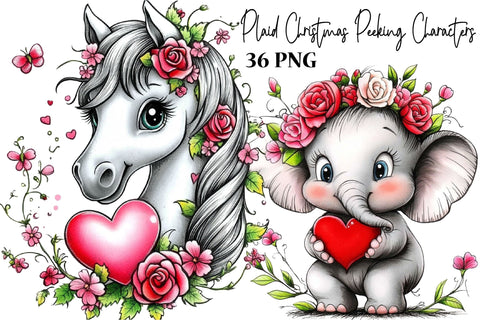 Valentine Cute Animals Clipart Bundle Sublimation SVGArt 