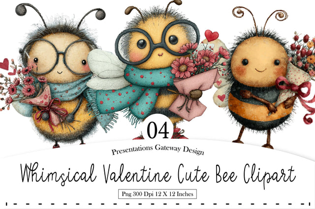 Valentine Cute Bee Clipart bundle Sublimation designmaster24 