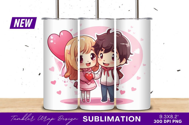 Valentine cute couple cartoon characters love hearts Sublimation Regulrcrative 