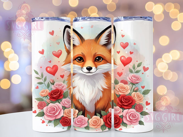 Valentine Cute Fox Tumbler, Cute Fox Tumbler, 20Oz Sublimation, Animal Valentine Design, Love Fox Printable, Valentine's Day Tumbler, Cute Animal Heart Wrap Sublimation SvggirlplusArt 