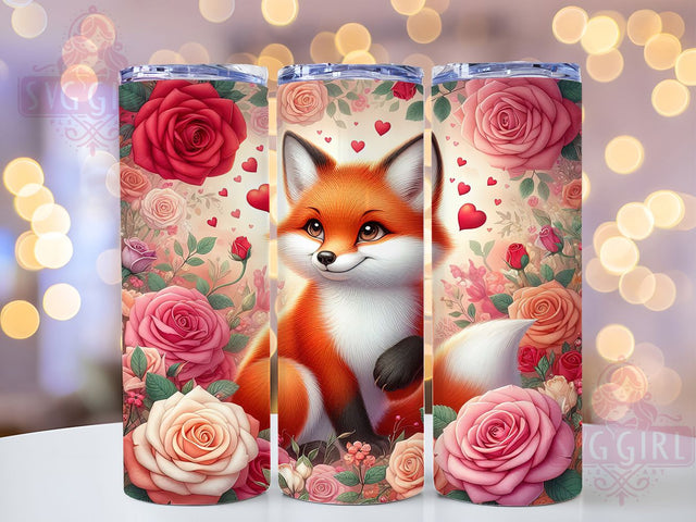 Valentine Cute Fox Tumbler, Cute Fox Tumbler, 20Oz Sublimation, Animal Valentine Design, Love Fox Printable, Valentine's Day Tumbler, Cute Animal Heart Wrap Sublimation SvggirlplusArt 