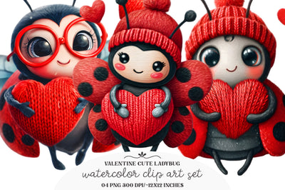 Valentine Cute Ladybug Clipart Sublimation designmaster24 