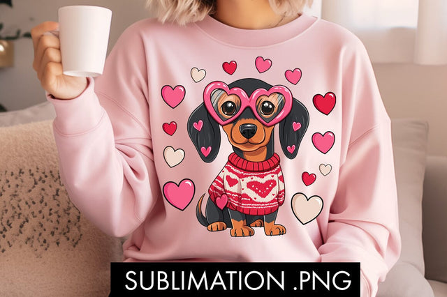 Valentine Dachshund PNG Sublimation Sublimation Freeling Design House 