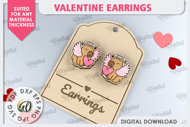 Valentine Day Earrings Laser Cut. Valentine Jewelry SVG SVG Evgenyia Guschina 