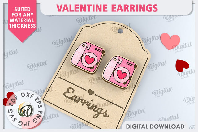 Valentine Day Earrings Laser Cut. Valentine Jewelry SVG SVG Evgenyia Guschina 