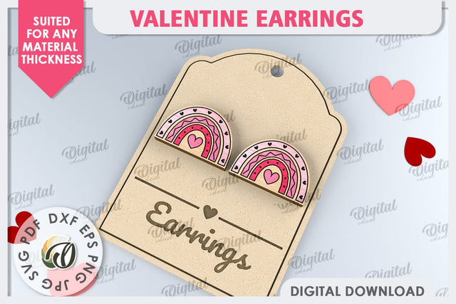 Valentine Day Earrings Laser Cut. Valentine Jewelry SVG SVG Evgenyia Guschina 