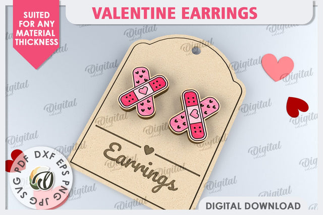 Valentine Day Earrings Laser Cut. Valentine Jewelry SVG SVG Evgenyia Guschina 
