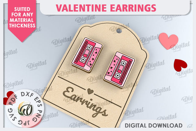 Valentine Day Earrings Laser Cut. Valentine Jewelry SVG SVG Evgenyia Guschina 