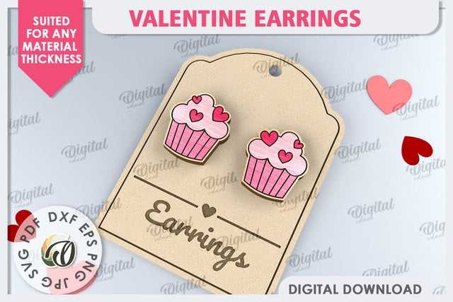 Valentine Day Earrings Laser Cut. Valentine Jewelry SVG SVG Evgenyia Guschina 