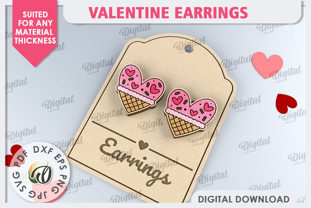 Valentine Day Earrings Laser Cut. Valentine Jewelry SVG SVG Evgenyia Guschina 