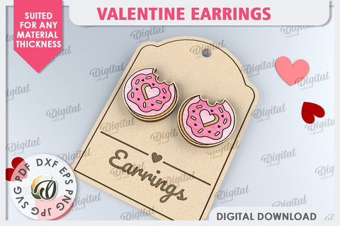 Valentine Day Earrings Laser Cut. Valentine Jewelry SVG SVG Evgenyia Guschina 