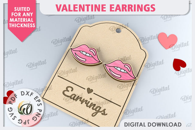 Valentine Day Earrings Laser Cut. Valentine Jewelry SVG SVG Evgenyia Guschina 