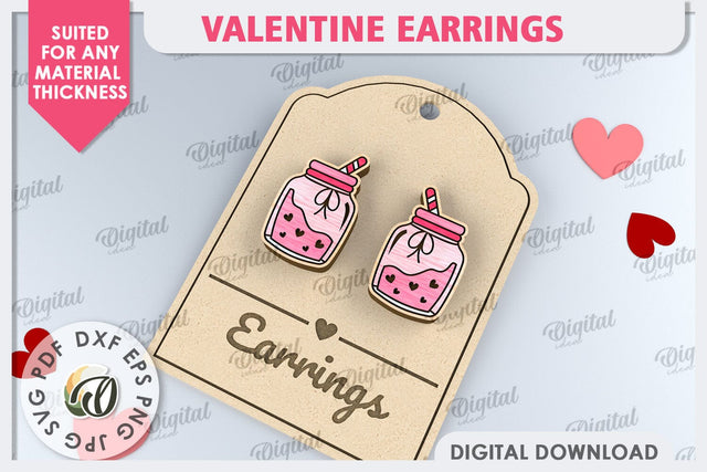 Valentine Day Earrings Laser Cut. Valentine Jewelry SVG SVG Evgenyia Guschina 