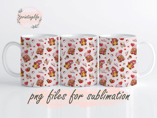 Valentine day love, Gnome Valentine Mug Wrap Design, Instant Digital Design Download Mug Wrap Design, Mug Design PNG Sublimation PrintingLife 