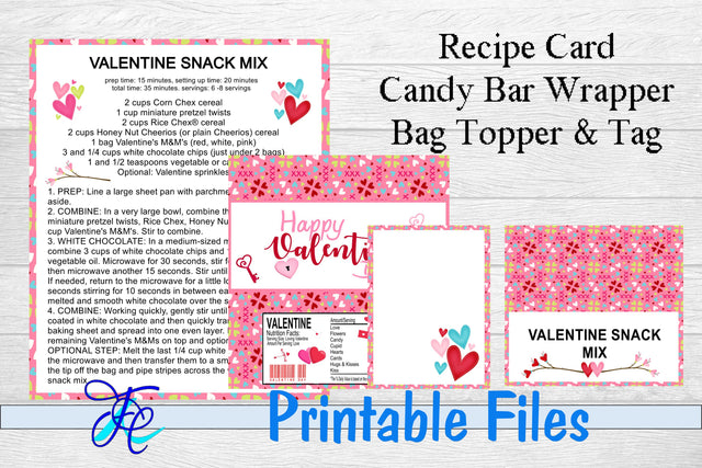 Valentine Day Snack Mix Bundle 3D Paper Family Creations 