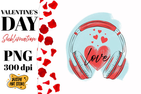 Valentine Day sublimation. Headphone with heart design Sublimation Yustaf Art Store 
