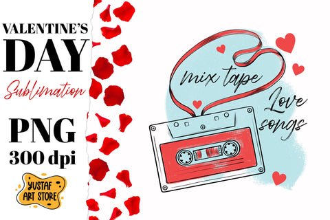 Valentine Day sublimation.Mix tape love songs audio cassette Sublimation Yustaf Art Store 
