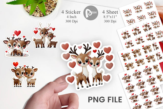 Valentine Deer Sticker Sublimation artnoy 