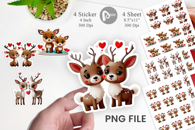 Valentine Deer Sticker Sublimation artnoy 