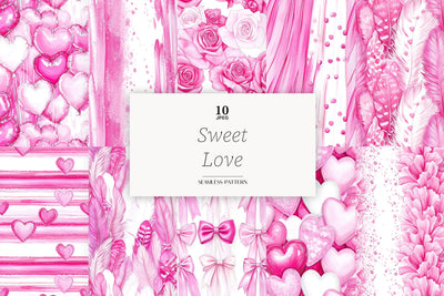 Valentine Digital Paper Collection | Pink Love Patterns Digital Pattern GlamArtZhanna 