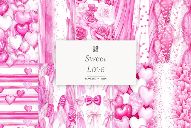 Valentine Digital Paper Collection | Pink Love Patterns Digital Pattern GlamArtZhanna 