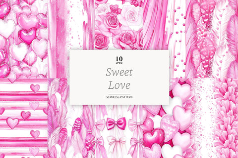 Valentine Digital Paper Collection | Pink Love Patterns Digital Pattern GlamArtZhanna 