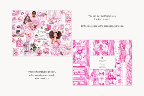 Valentine Digital Paper Collection | Pink Love Patterns Digital Pattern GlamArtZhanna 