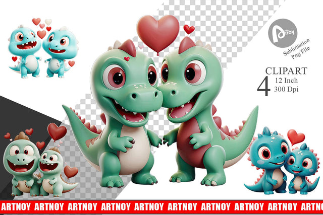 Valentine Dinosaur Clipart Sublimation artnoy 