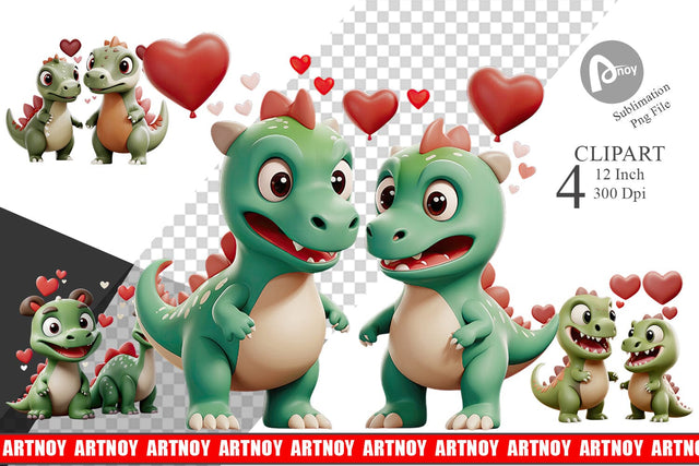 Valentine Dinosaur Clipart Sublimation artnoy 