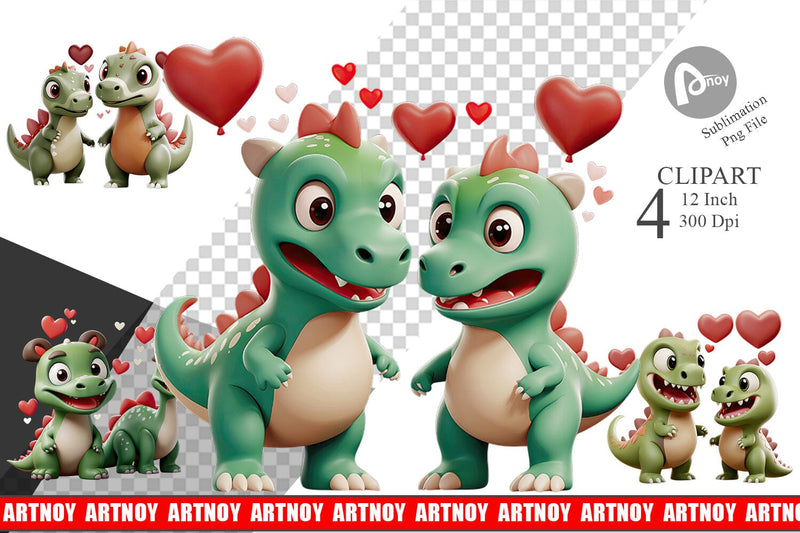 Valentine Dinosaur Clipart Sublimation artnoy 