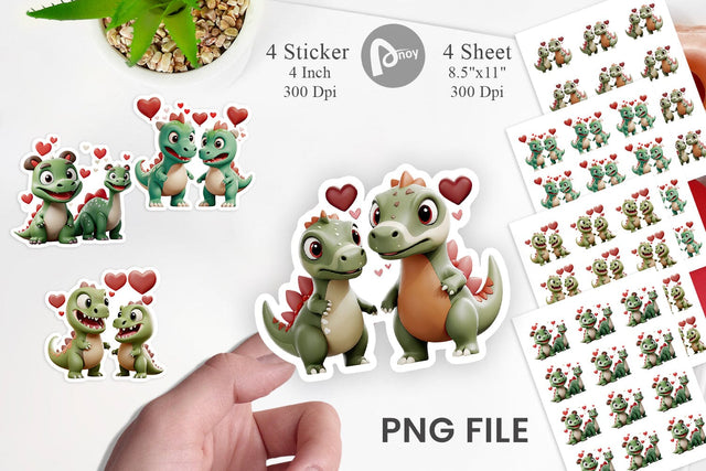 Valentine Dinosaur Sticker Sublimation artnoy 