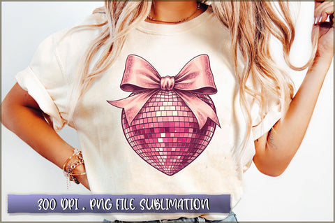 Valentine Disco Heart Coquette Bow Sublimation Clipart Sublimation Shetara Begum 