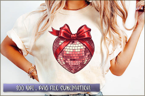 Valentine Disco Heart Coquette Bow Sublimation Clipart Sublimation Shetara Begum 