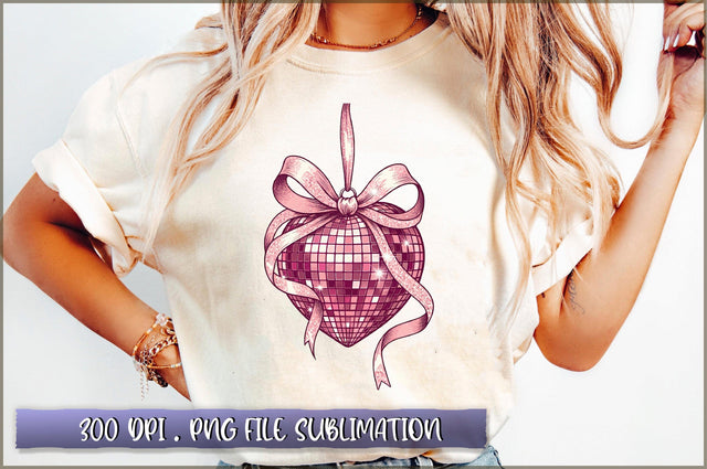 Valentine Disco Heart Coquette Bow Sublimation Clipart Sublimation Shetara Begum 