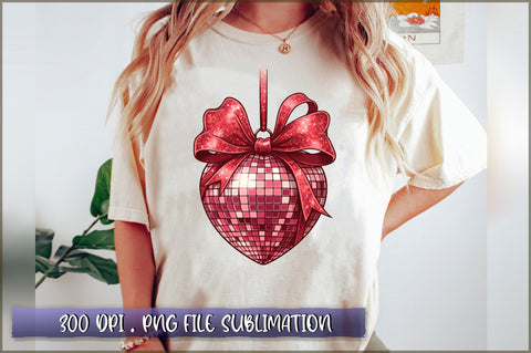 Valentine Disco Heart Coquette Bow Sublimation Clipart Sublimation Shetara Begum 