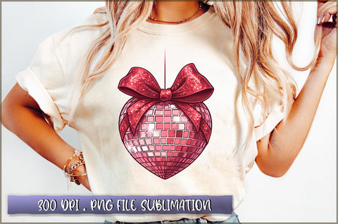 Valentine Disco Heart Coquette Bow Sublimation Clipart Sublimation Shetara Begum 