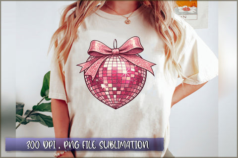 Valentine Disco Heart Coquette Bow Sublimation Clipart Sublimation Shetara Begum 