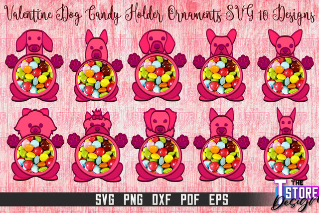 Valentine Dog Candy Holder Ornaments Bundle | Valentine’s Day Gift Idea | SVG Files SVG The T Store Design 
