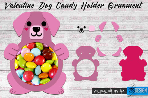 Valentine Dog Candy Holder Ornaments | Valentine’s Day SVG | SVG File SVG Fly Design 