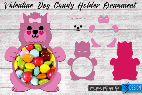 Valentine Dog Candy Holder Ornaments | Valentine’s Day SVG | SVG File SVG Fly Design 