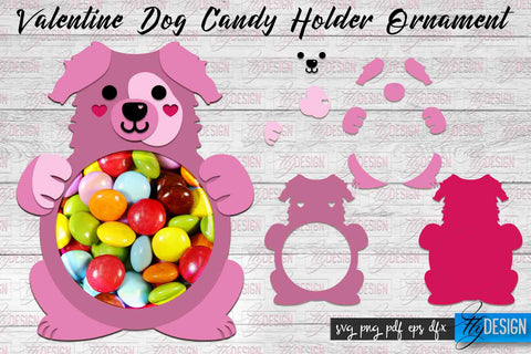 Valentine Dog Candy Holder Ornaments | Valentine’s Day SVG | SVG File SVG Fly Design 