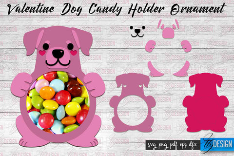 Valentine Dog Candy Holder Ornaments | Valentine’s Day SVG | SVG File SVG Fly Design 